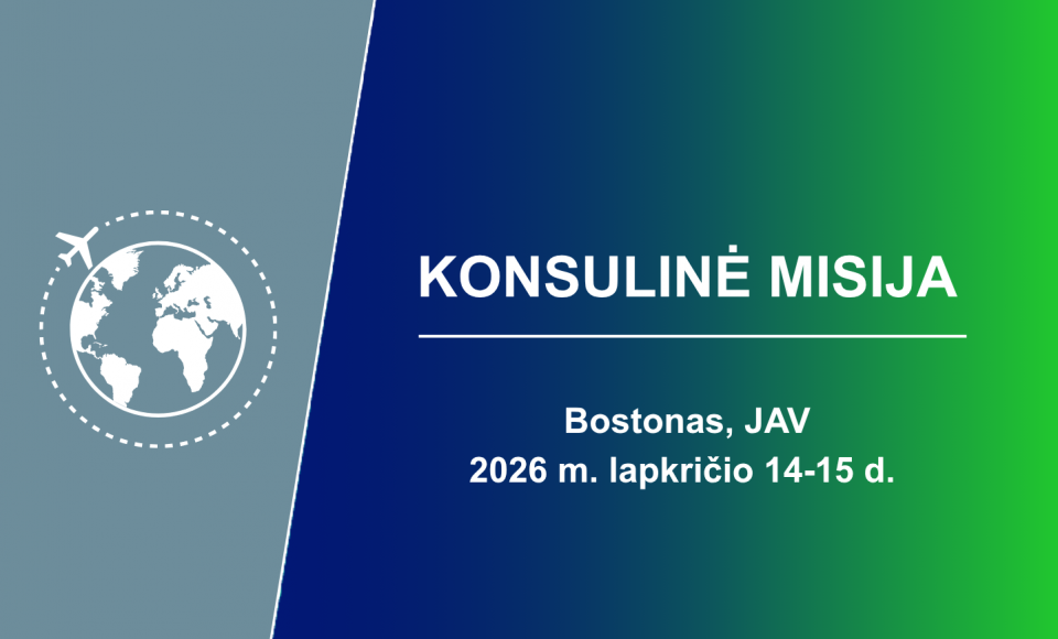 Lapkričio 14-15 d. Lietuvos konsuliniai pareigūnai dirbs Bsotone (Masačiusetso valstija)